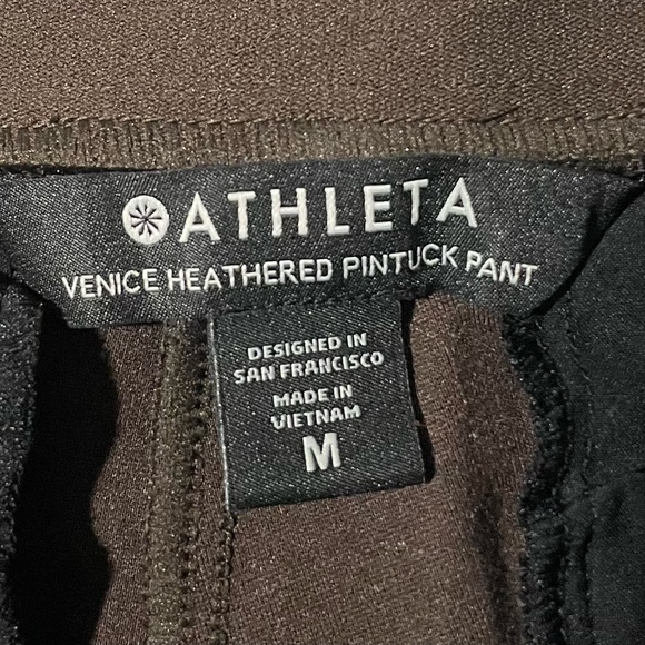 Athleta Pants Womens M Petite Brown Venice Heathered Pintuck Equestrian Athletic - Picture 9 of 12